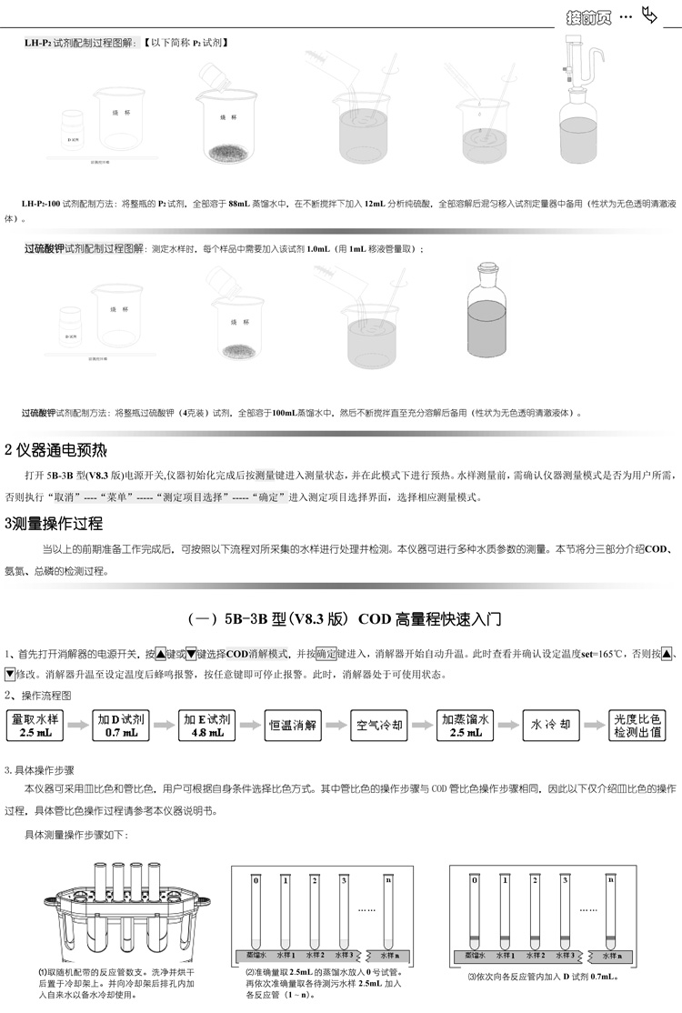 連華科技COD、氨氮、總磷、濁度等多參數(shù)水質(zhì)分析儀5B-3B型(V8)快速入門手冊